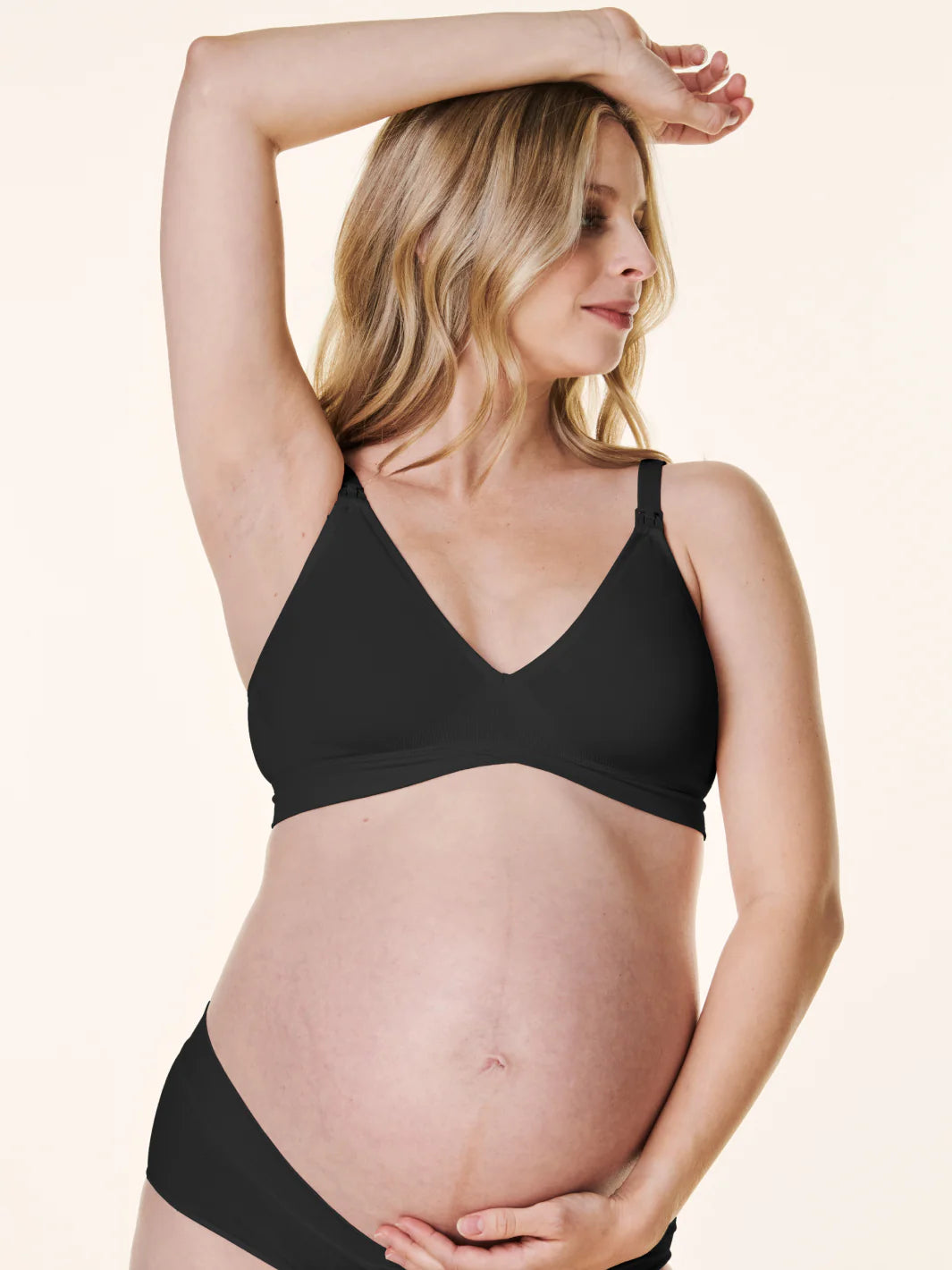 V-neck (X) Wireless Maternity and Nursing Bra 11046BA - Black