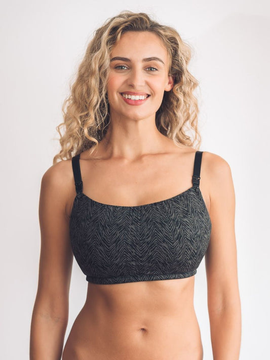 Blossom Wireless Nursing Bra 1462 - Black Animal