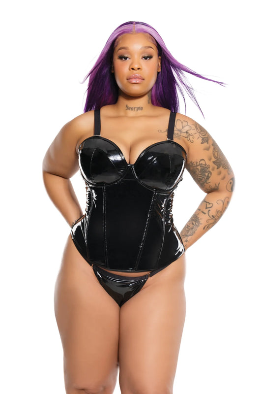 Wet Look Bustier 22207 - Black