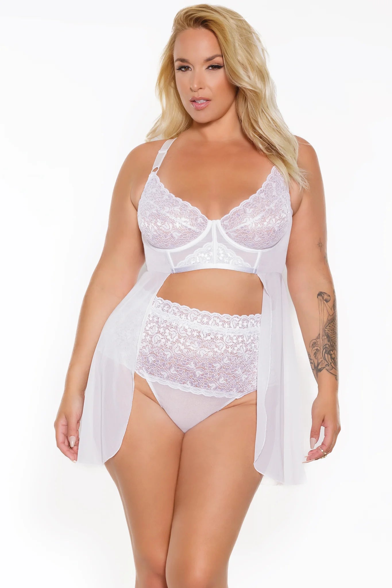 Babydoll and Thong 23101 - White
