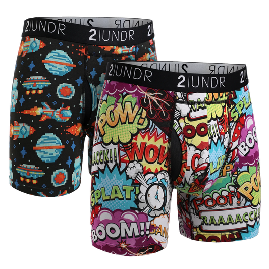 2UNDR 2PACK 6" Swing Shift Boxer Brief - Galactica/Boom Time