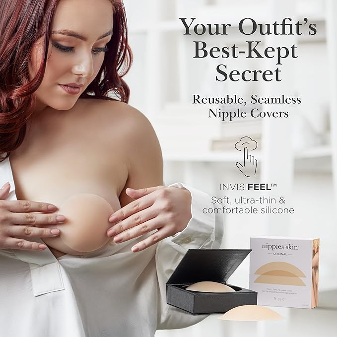 Nippies Adhesive Silicone Nipple Covers - Extra Coverage - Creme