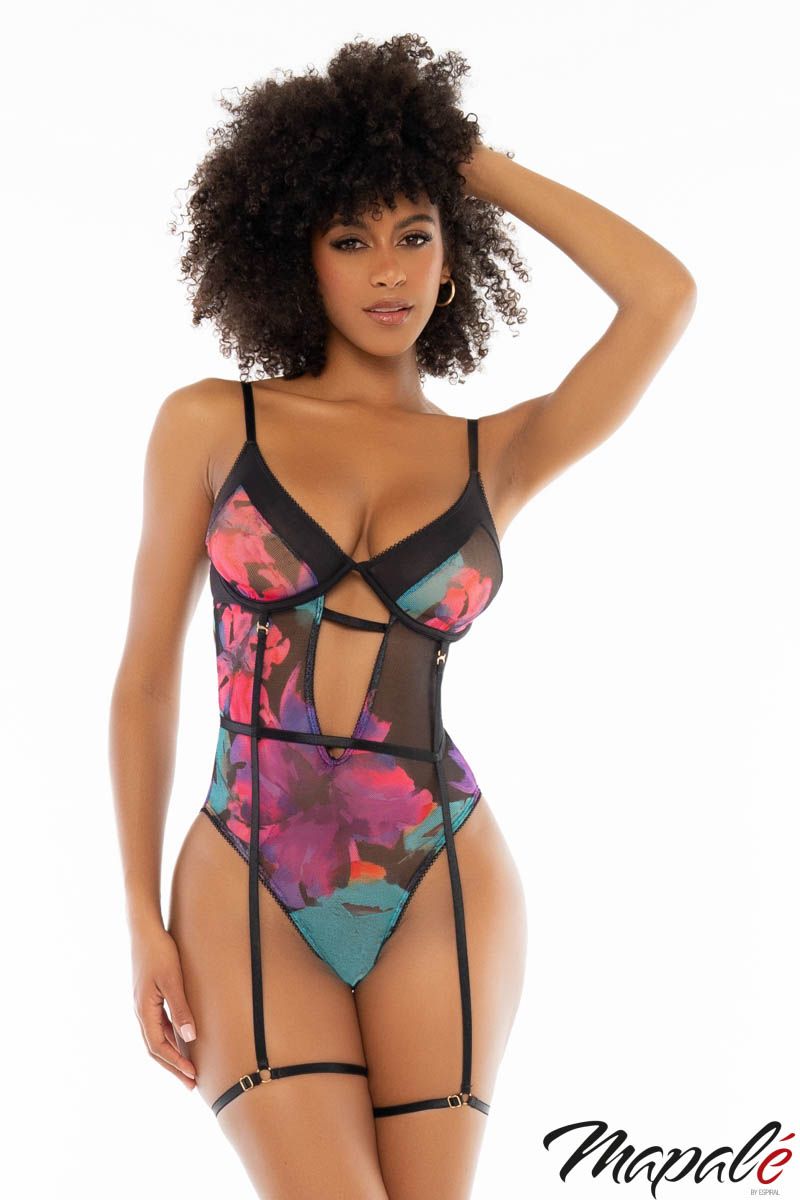 Plum Floral Lace Teddy Lingerie