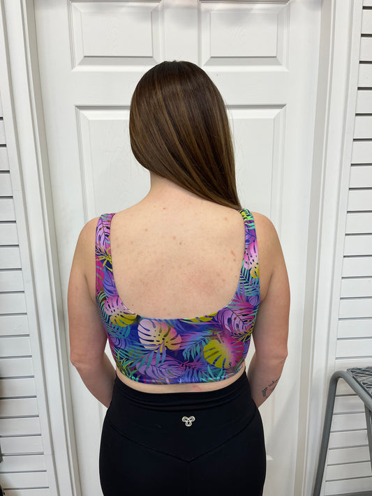 Bamboo Clipper (SC) Wireless Crop Top Bra - Rainbow Tropics
