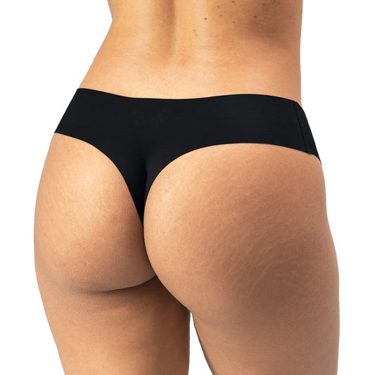 Organic Cotton Low Rise Thong - Black