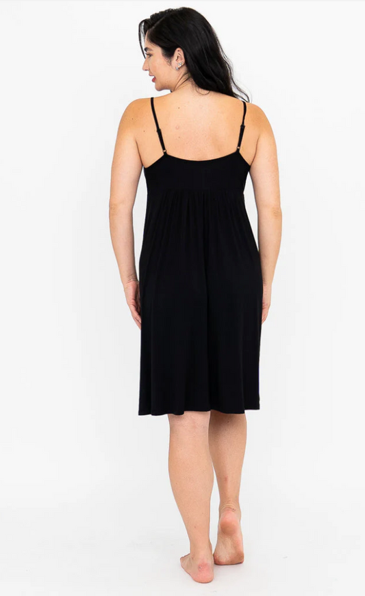 Mina Bamboo Slip Nightgown - Black