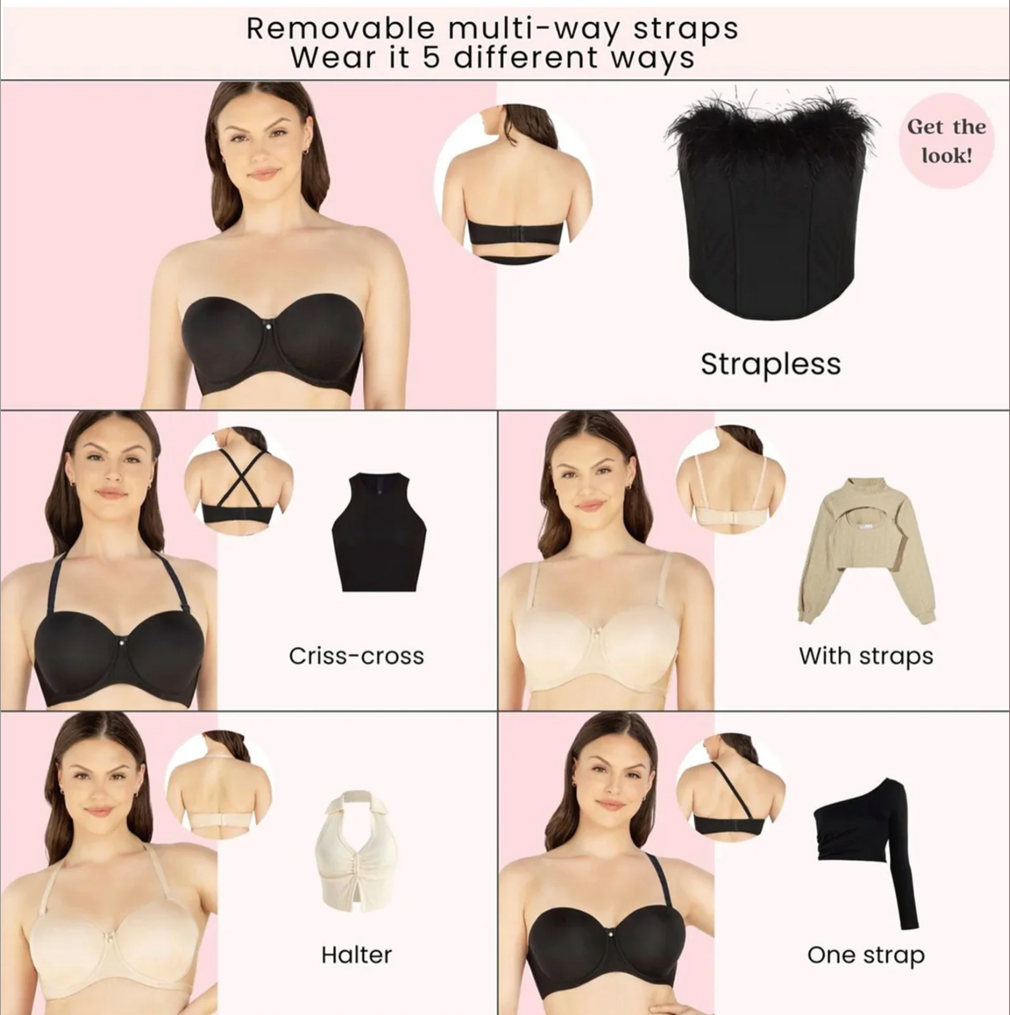 Elise Strapless Multiway T-shirt Bra P60915 - Bare