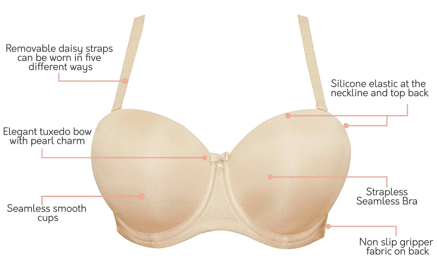 Elise Strapless Multiway T-shirt Bra P60915 - Bare