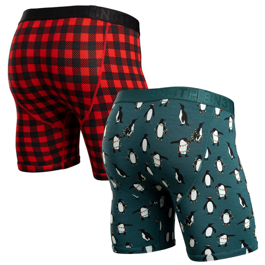 BN3TH Classic 6.5" Boxer Brief 2 Pack - Buffalo Check/Penguins