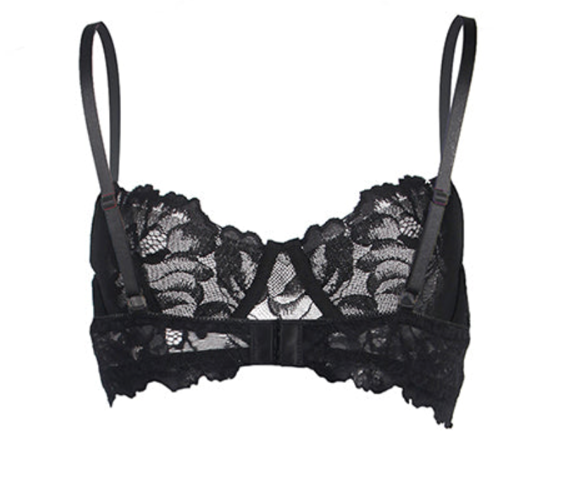 Floral Lace Bralette and Thong 81143 - Black