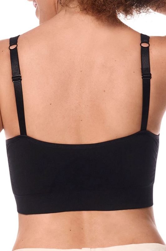 Emilia Wireless 69% Cotton Zip Front Close Bra 45102 - Black