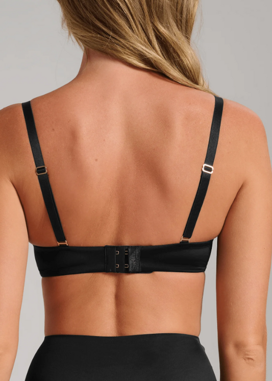 Wireless Smooth Satin Padded Push Up T-shirt Bra SISB285 - Black