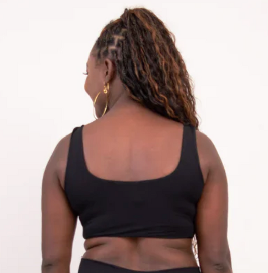Bamboo Clipper Wireless Crop Top Bra - Black