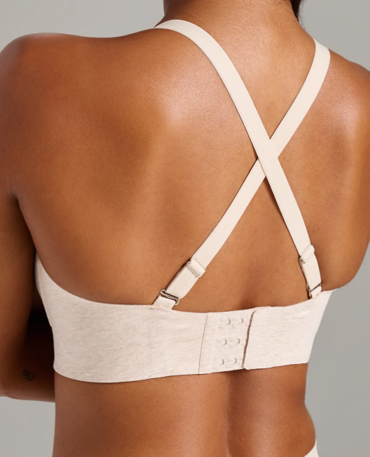 85% Organic Cotton Wireless No-Show Padded V-Neck T-shirt Bra SILC284 - Oatmeal