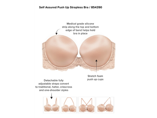 Self Assured Plunge Push Up Strapless Bra 854390 - Black