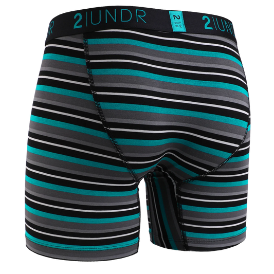 2UNDR (SC) 6" Swing Shift Boxer Brief 536 - Teal Stripe