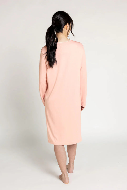 Cotton Modal Long Sleeve Sleepshirt - Peach Pink