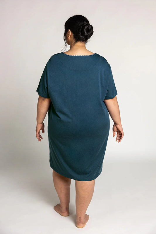 Cotton Modal Short Sleeve Sleepshirt - Ink Blue