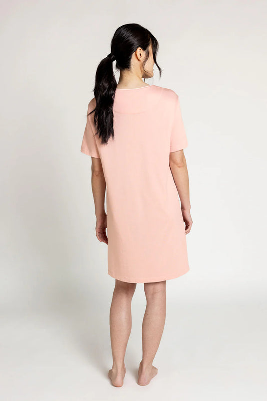 Cotton Modal Short Sleeve Sleepshirt - Peach Pink