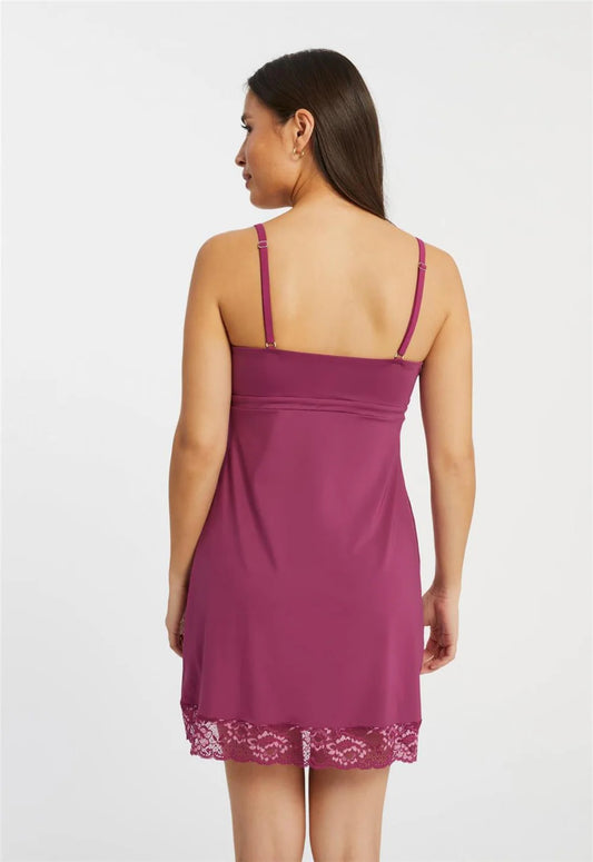 Bust Support 34" Chemise 9394 - Cranberry/Rose