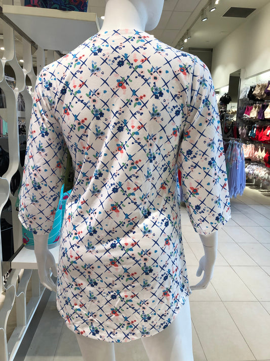 34" Long Sleeve Pintuck Sleepshirt 10149 134 - Fleur de Trellis