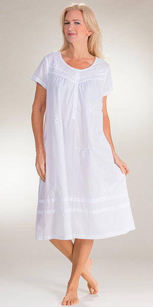 100% Cotton Short Sleeve Mid-Length Night Gown - Butterfly Dreams