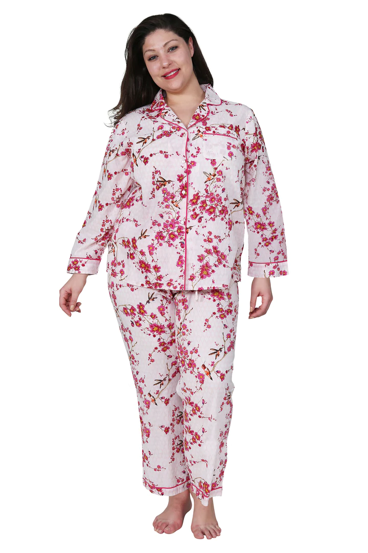 Whlbf Pyjama Set for Women Clearance Womens Large Size Pajamas Female  Floral Print Cardigan Lace-up Nightgown Pajama Pants Casual Loose Home  Womens