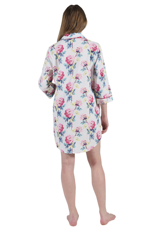 100% Cotton Long Sleeve Sleep Shirt 1481S - Sunny Peony
