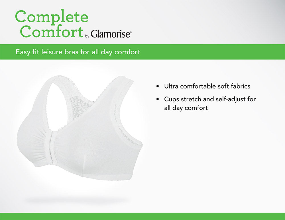 1908 Cotton T-Back Wireless Front Close Leisure Bra - Cafe