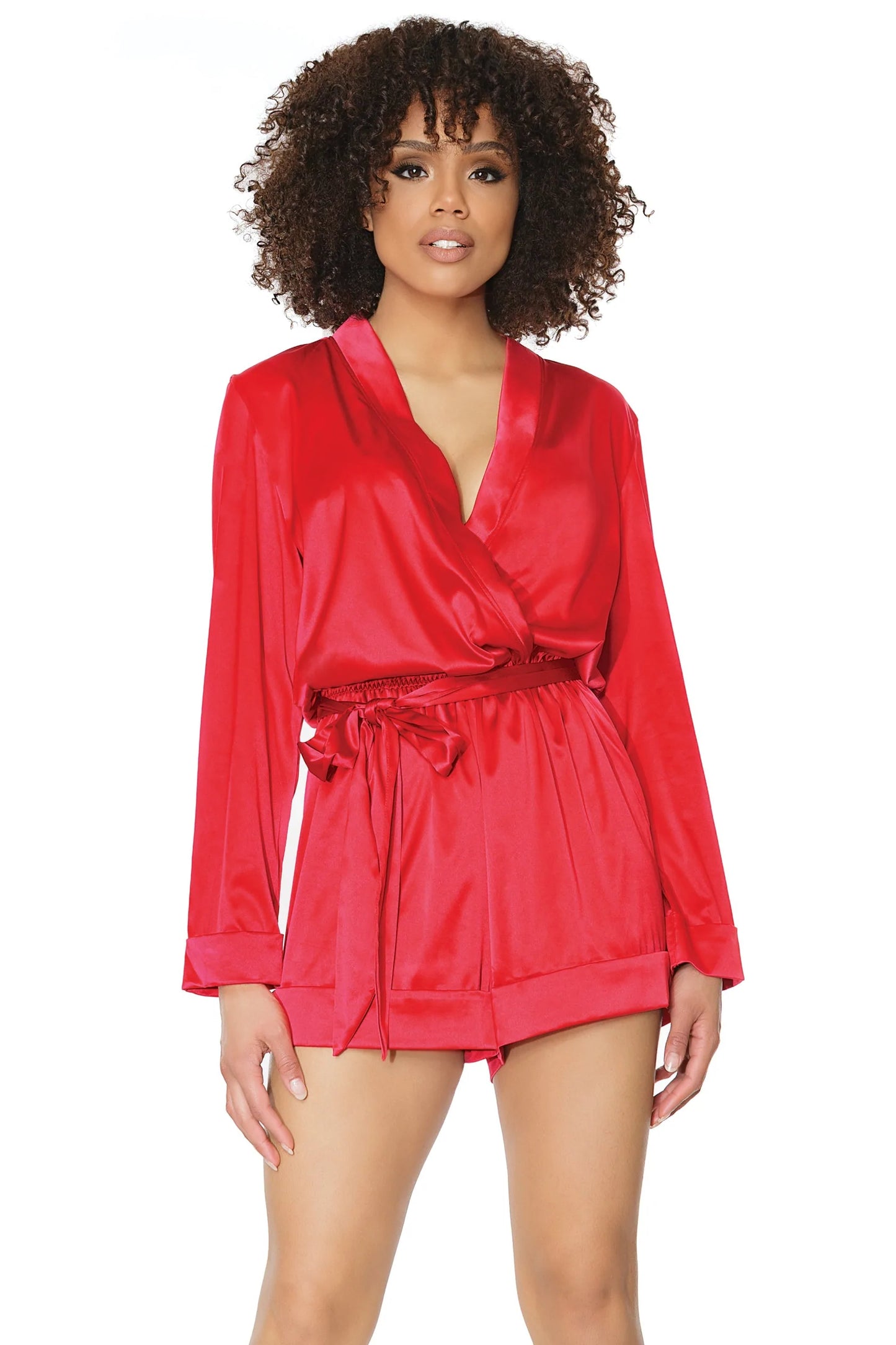 Stretch Satin Romper 21301 - Red