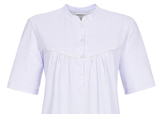 100% Cotton Jersey Nightgown with Button Placket 2211022 - Hyacinth