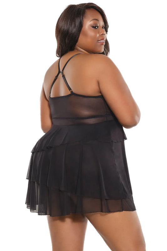 Tiered Babydoll with G-string 23106 - Black