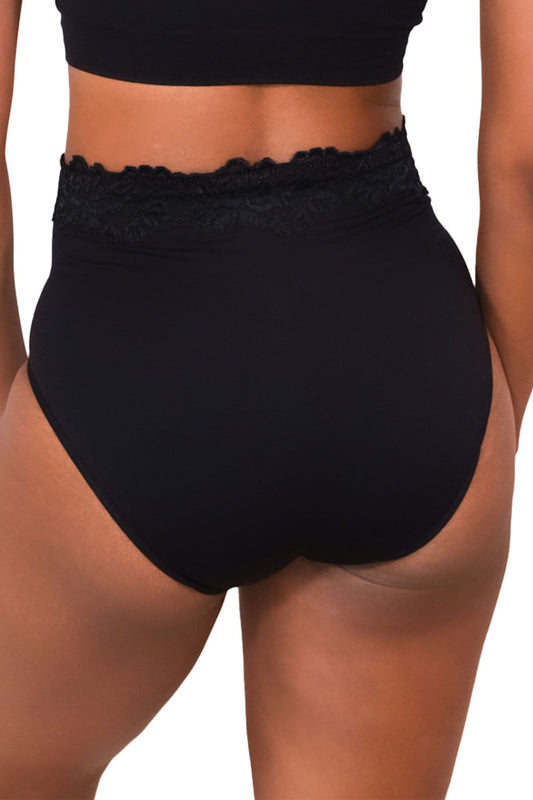 Seamless (X) Lace Trim Brief 4241 - Black