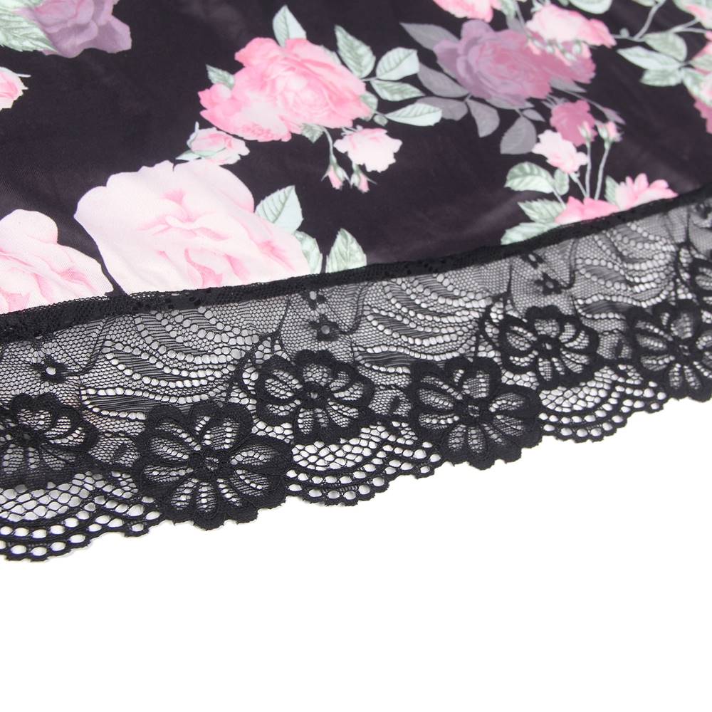 Floral Print Babydoll and Thong 81063 - Black