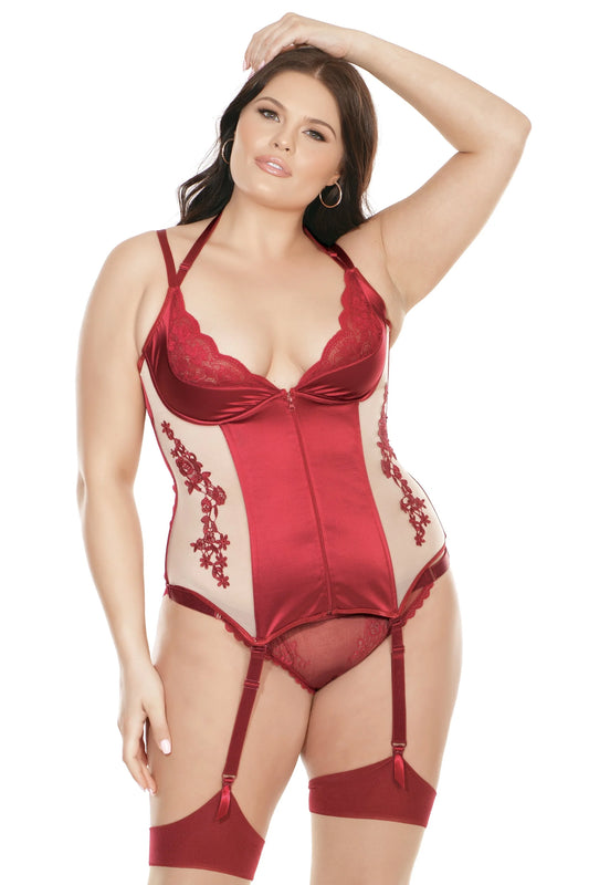 Stretch Bustier 7225 - Merlot/Nude