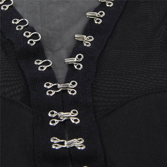 Mesh Teddy with Hook and Eye Front Closure 80753 - Black