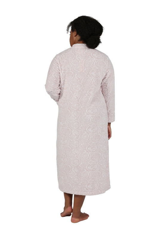 Rose Swirl Minky Zip Front Robe 8813 - Pink
