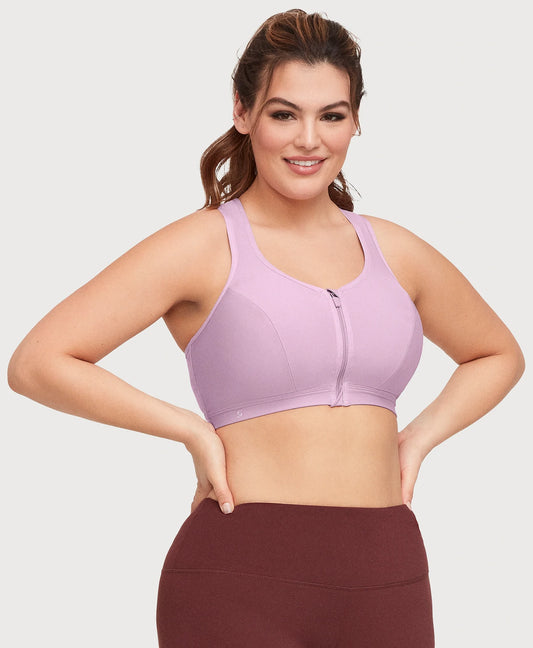 9266 Zip Up Front Close Wireless Sport Bra - Lavender