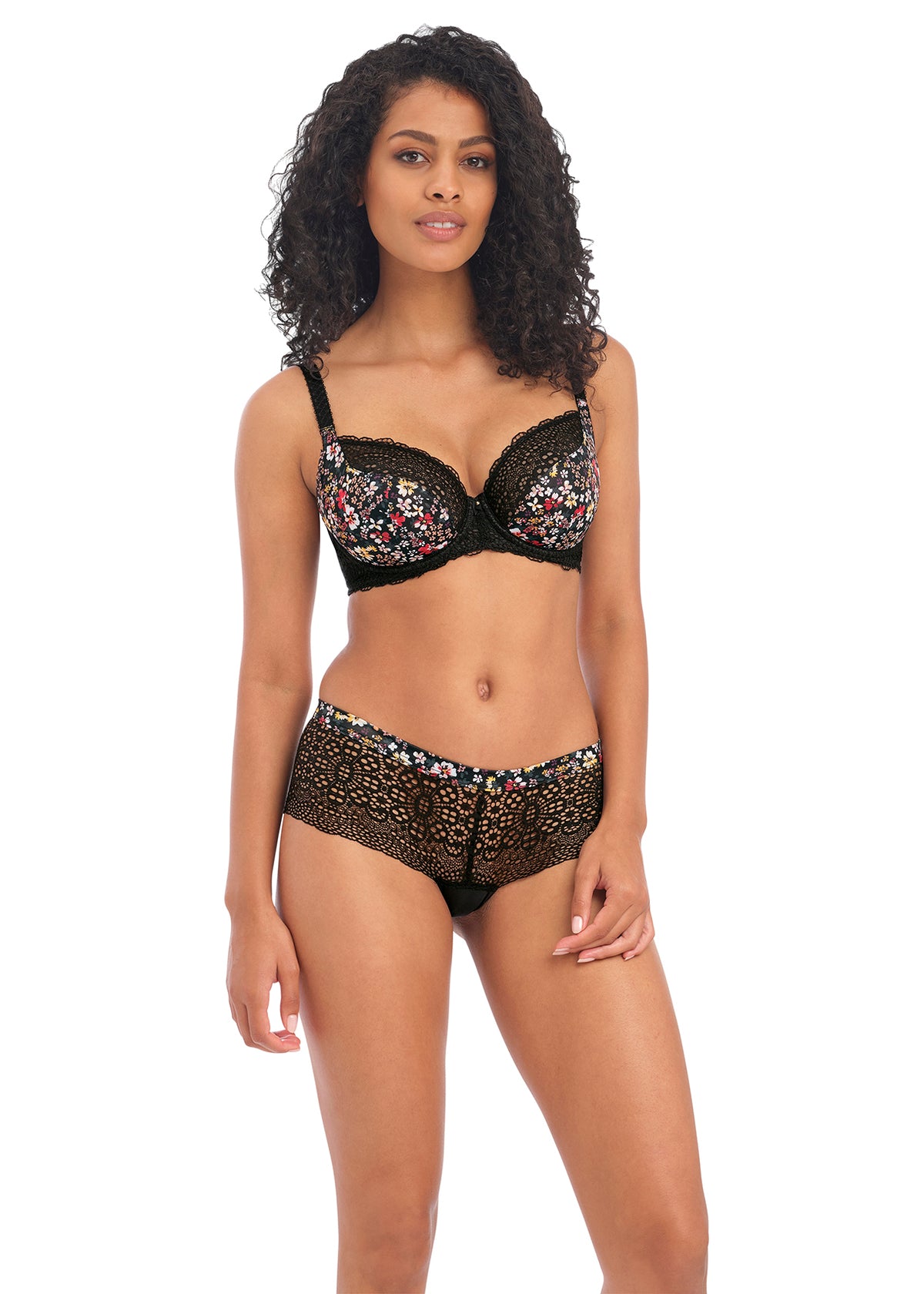 Boho Vibes Balcony Bra AA400706 - Black Floral