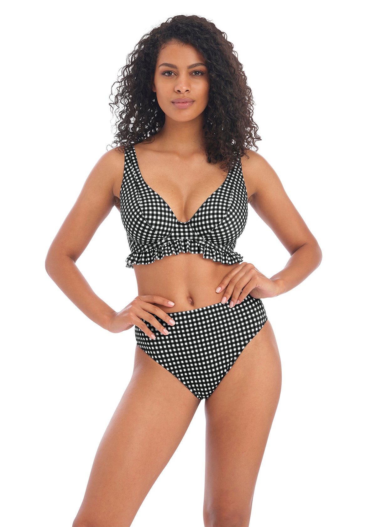 Check In Underwire High Apex Plunge Bikini Top AS201913 MOM - Monochrome