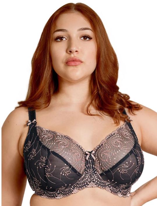 Fit Fully Yours Nicole See-Thru Underwire Lace Bra, Graphite