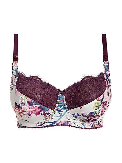 Florence Wireless Nursing Soft Cup Bra - Cream/Aubergine