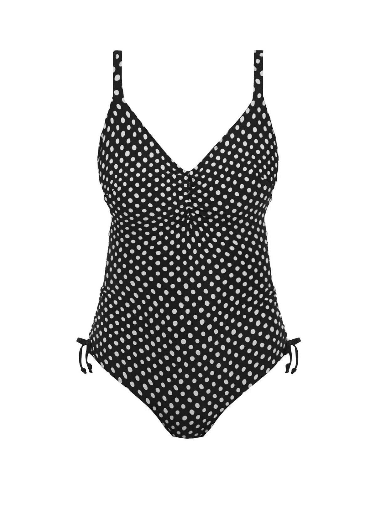 Santa Monica Underwire V-neck Swimsuit FS6729 - Black with white polka dots