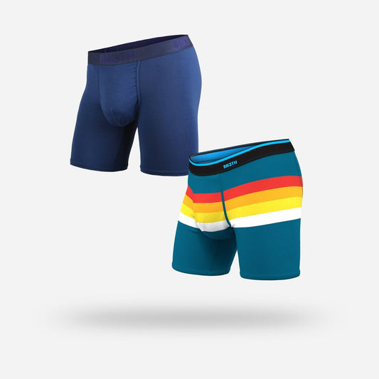 BN3TH Classic 6.5" Boxer Brief 2 Pack - Navy/Retrostripe Teal