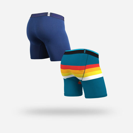 BN3TH Classic 6.5" Boxer Brief 2 Pack - Navy/Retrostripe Teal