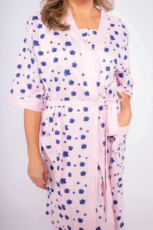 100% Cotton Jersey 42" Long Sleeve Robe 2022130 - Lilac Fields