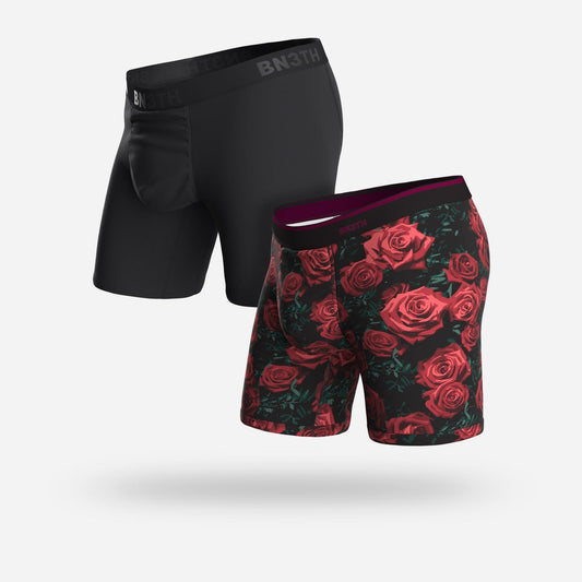 BN3TH Classic 6.5" Boxer Brief 2 Pack - Black/A Dozen Roses