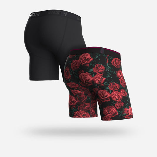 BN3TH Classic 6.5" Boxer Brief 2 Pack - Black/A Dozen Roses