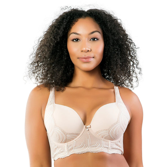 Pearl Longline (X) Plunge Bra P6091 - Cameo Rose