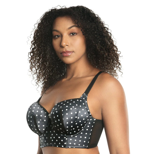 Charlotte Underwire Padded Longline Bra P6977 - Black Dot
